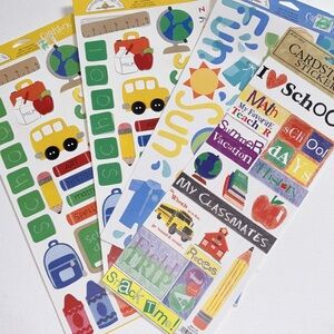 Scrapbook Stickers early 2000’sColorful School and Beach Theme Sticker Set